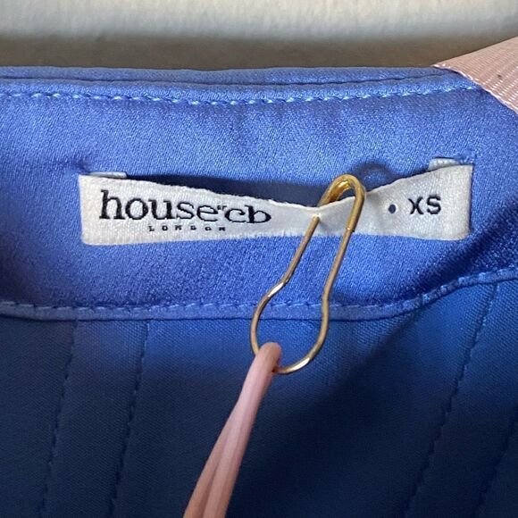 NWT House Of Cb Olivette Periwinkle Satin Maxi Blue Dress Corset Size XS - Picture 14 of 16